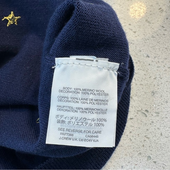 J.Crew Tippi merino wool sweater in navy blue with gold embroidered stars, XS - Picture 8 of 8